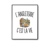 Planetee Poster L’Angleterre c’est la vie | Affiche Papier Photo 310 g Finition Perlée Format Taille A3 | Décoration Murale Salon Chambre Bureau | Cadeau Anglais Anglaise Crémaillère Anniversaire
