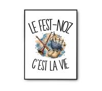 Planetee Poster Le fest-noz c'est la vie | Affiche Papier Photo 310 g Finition Perlée Format Taille A4 | Décoration Murale Salon Chambre Bureau | Cadeau Danseur Danseuse Crémaillère Anniversaire