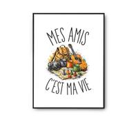 Planetee Poster Mes Amis C'est Ma Vie | Affiche Décoration Murale A4 A3 A2 Papier Photo 310 g | Idée Cadeau Crémaillère Anniversaire Noël | Imprimée en Bretagne