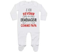 Planetee Pyjama Bébé Je Veux Devenir Déménageur comme Papa 6-12 Mois | Cadeau Grenouillère Dors Bien Coton Naissance Nourrisson Baby Shower