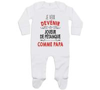 Planetee Pyjama Bébé Je Veux Devenir Joueur de Pétanque comme Papa 6-12 Mois | Cadeau Grenouillère Dors Bien Coton Naissance Nourrisson Baby Shower
