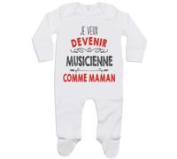 Planetee Pyjama Bébé Je Veux Devenir Musicienne comme Maman 0-3 Mois | Cadeau Grenouillère Dors Bien Coton Naissance Nourrisson Baby Shower