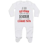 Planetee Pyjama Bébé Je Veux Devenir Soudeur comme Papa 6-12 Mois | Cadeau Grenouillère Dors Bien Coton Naissance Nourrisson Baby Shower