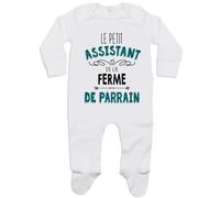 Planetee Pyjama Bébé Le Petit Assistant de la Ferme de Parrain 6-12 Mois | Cadeau Bébé Garçon Grenouillère Dors Bien Coton Naissance Gars Nourrisson Baby Shower