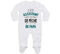 Planetee Pyjama Bébé Le Petit Assistante de Pêche de Papa 0-3 Mois | Cadeau Bébé Garçon Grenouillère Dors Bien Coton Naissance Gars Nourrisson Baby Shower