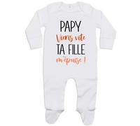 Planetee Pyjama Bébé Papy Viens Vite ta Fille m'épuise 6-12 Mois | Cadeau Grenouillère Dors Bien Coton Naissance Nourrisson Baby Shower
