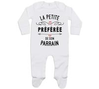 Planetee Pyjama Bébé Petite préférée de Parrain 6-12 Mois | Cadeau Bébé Fille Grenouillère Dors Bien Coton Naissance Nourrisson Baby Shower