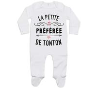 Planetee Pyjama Bébé Petite préférée de Tonton 6-12 Mois | Cadeau Bébé Fille Grenouillère Dors Bien Coton Naissance Nourrisson Baby Shower