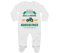 Planetee Pyjama Maman Agricultrice 6-12 mois | Cadeau Grenouillère Garçon ou Fille Dors bien Bébé Coton Naissance Nourrisson Baby Shower
