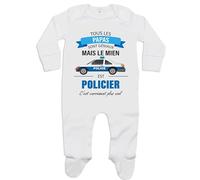 Planetee Pyjama Papa Policier 6-12 mois | Cadeau Grenouillère Garçon ou Fille Dors bien Bébé Coton Naissance Nourrisson Baby Shower