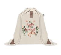 Planetee Sac à dos avec pochette Agathe la vie est plus jolie - Sac de Gym et Sport, Sac Doudou Enfant Cadeau Fête des Mères Anniversaire Soeur Noël Tata Marraine