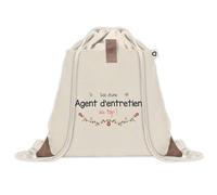 Planetee Sac à dos avec pochette Agent d'Entretien au Top - Sac de Sport et Gym avec cordelettes en Toile - Idée Cadeau Collègue Noël Anniversaire - Sac Doudou