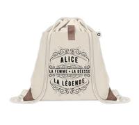 Planetee Sac à dos avec pochette Alice Femme Déesse Légende - Sac de Sport et Gym avec cordelettes en Toile - Idée Cadeau Collègue Noël Anniversaire - Sac Doudou