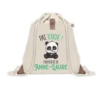Planetee Sac à dos avec pochette Anne-Laure Pas Touche Panda - Sac de Sport et Gym avec cordelettes en Toile - Idée Cadeau Collègue Noël Anniversaire - Sac Doudou