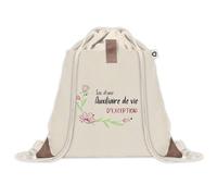 Planetee Sac à dos avec pochette Auxiliaire de Vie d'exception - Sac de Sport et Gym avec cordelettes en Toile - Idée Cadeau Collègue Noël Anniversaire - Sac Doudou