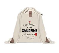 Planetee Sac à dos avec pochette Bazar d'une Sandrine d'amour - Sac de Sport et Gym avec cordelettes en Toile - Idée Cadeau Collègue Noël Anniversaire - Sac Doudou