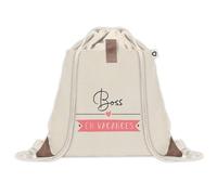 Planetee Sac à dos avec pochette Boss en Vacances - Sac de Sport et Gym avec cordelettes en Toile - Idée Cadeau Collègue Noël Anniversaire - Sac Doudou