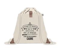 Planetee Sac à dos avec pochette Cadre Ministère de la Magie - Sac de Sport et Gym avec cordelettes en Toile - Idée Cadeau Collègue Noël Anniversaire - Sac Doudou