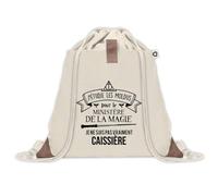 Planetee Sac à dos avec pochette Caissière Ministère de la Magie - Sac de Sport et Gym avec cordelettes en Toile - Idée Cadeau Collègue Noël Anniversaire - Sac Doudou