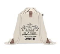 Planetee Sac à dos avec pochette Charcutier Ministère de la Magie - Sac de Sport et Gym avec cordelettes en Toile - Idée Cadeau Collègue Noël Anniversaire - Sac Doudou