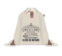 Planetee Sac à dos avec pochette Clerc de Notaire Ministère de la Magie - Sac de Sport et Gym avec cordelettes en Toile - Idée Cadeau Collègue Noël Anniversaire - Sac Doudou