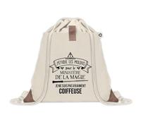 Planetee Sac à dos avec pochette Coiffeuse Ministère de la Magie - Sac de Sport et Gym avec cordelettes en Toile - Idée Cadeau Collègue Noël Anniversaire - Sac Doudou