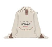 Planetee Sac à dos avec pochette Collègue au Top - Sac de Sport et Gym avec cordelettes en Toile - Idée Cadeau Collègue Noël Anniversaire - Sac Doudou