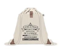 Planetee Sac à dos avec pochette Commissionnaire Ministère de la Magie - Sac de Sport et Gym avec cordelettes en Toile - Idée Cadeau Collègue Noël Anniversaire - Sac Doudou