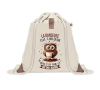 Planetee Sac à dos avec pochette Danseuse Chouette Grain - Sac de Sport et Gym avec cordelettes en Toile - Idée Cadeau Collègue Noël Anniversaire - Sac Doudou