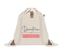 Planetee Sac à dos avec pochette Directrice en Vacances - Sac de Sport et Gym avec cordelettes en Toile - Idée Cadeau Collègue Noël Anniversaire - Sac Doudou