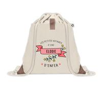 Planetee Sac à dos avec pochette Elodie Les Affaires d'Enfer - Sac de Sport et Gym avec cordelettes en Toile - Idée Cadeau Collègue Noël Anniversaire - Sac Doudou