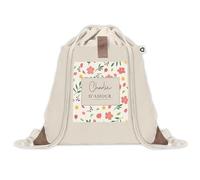 Planetee Sac à dos avec pochette Femme Charlie d'amour motif fleurs Sac cordon gym sport Toile coton voyage Cadeau Femme Anniversaire Noël