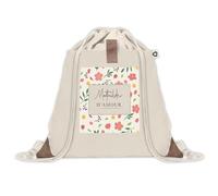 Planetee Sac à dos avec pochette Femme Mathilde d'amour motif fleurs Sac cordon gym sport Toile coton voyage Cadeau Femme Anniversaire Noël