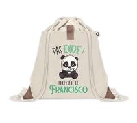 Planetee Sac à dos avec pochette Francisco Pas Touche Panda - Sac de Sport et Gym avec cordelettes en Toile - Idée Cadeau Collègue Noël Anniversaire - Sac Doudou