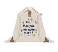 Planetee Sac à dos avec pochette Françoise elle assure grave - Sac de Gym et Sport, Sac Doudou Enfant Cadeau Fête des Mères Anniversaire Soeur Noël Tata Marraine