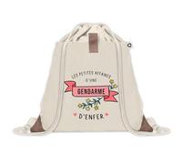 Planetee Sac à dos avec pochette Gendarme Les Affaires d'Enfer - Sac de Sport et Gym avec cordelettes en Toile - Idée Cadeau Collègue Noël Anniversaire - Sac Doudou