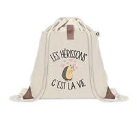 Planetee Sac à dos avec pochette Hérisson c'est la Vie - Sac de Sport et Gym avec cordelettes en Toile - Idée Cadeau Collègue Noël Anniversaire - Sac Doudou