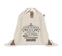 Planetee Sac à dos avec pochette Huissière Ministère de la Magie - Sac de Sport et Gym avec cordelettes en Toile - Idée Cadeau Collègue Noël Anniversaire - Sac Doudou