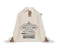 Planetee Sac à dos avec pochette Institutrice Ministère de la Magie - Sac de Sport et Gym avec cordelettes en Toile - Idée Cadeau Collègue Noël Anniversaire - Sac Doudou