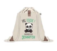 Planetee Sac à dos avec pochette Jennifer Pas Touche Panda - Sac de Sport et Gym avec cordelettes en Toile - Idée Cadeau Collègue Noël Anniversaire - Sac Doudou