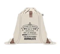 Planetee Sac à dos avec pochette Journaliste Ministère de la Magie - Sac de Sport et Gym avec cordelettes en Toile - Idée Cadeau Collègue Noël Anniversaire - Sac Doudou
