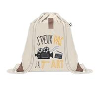 Planetee Sac à dos avec pochette J'peux Pas 7ème Art - Sac de Sport et Gym avec cordelettes en Toile - Idée Cadeau Collègue Noël Anniversaire - Sac Doudou