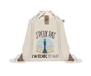 Planetee Sac à dos avec pochette J'peux Pas Échecs Échec Et Mat - Sac de Sport et Gym avec cordelettes en Toile - Idée Cadeau Collègue Noël Anniversaire - Sac Doudou