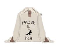 Planetee Sac à dos avec pochette J'peux Pas Peche - Sac de Sport et Gym avec cordelettes en Toile - Idée Cadeau Collègue Noël Anniversaire - Sac Doudou