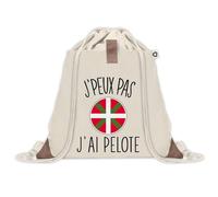 Planetee Sac à dos avec pochette J'peux Pas Pelote Basque Pelote - Sac de Sport et Gym avec cordelettes en Toile - Idée Cadeau Collègue Noël Anniversaire - Sac Doudou