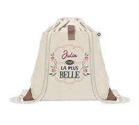 Planetee Sac à dos avec pochette Julie la plus belle - Sac de Gym et Sport, Sac Doudou Enfant Cadeau Fête des Mères Anniversaire Soeur Noël Tata Marraine