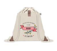 Planetee Sac à dos avec pochette Mamy Les Affaires d'Enfer - Sac de Sport et Gym avec cordelettes en Toile - Idée Cadeau Collègue Noël Anniversaire - Sac Doudou