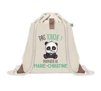 Planetee Sac à dos avec pochette Marie-Christine Pas Touche Panda - Sac de Sport et Gym avec cordelettes en Toile - Idée Cadeau Collègue Noël Anniversaire - Sac Doudou