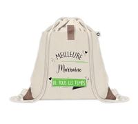 Planetee Sac à dos avec pochette Meilleure Marraine de tous les temps - Sac de Sport et Gym avec cordelettes en Toile - Idée Cadeau Collègue Noël Anniversaire - Sac Doudou