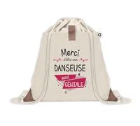 Planetee Sac à dos avec pochette Merci Danseuse Géniale - Sac de Sport et Gym avec cordelettes en Toile - Idée Cadeau Collègue Noël Anniversaire - Sac Doudou